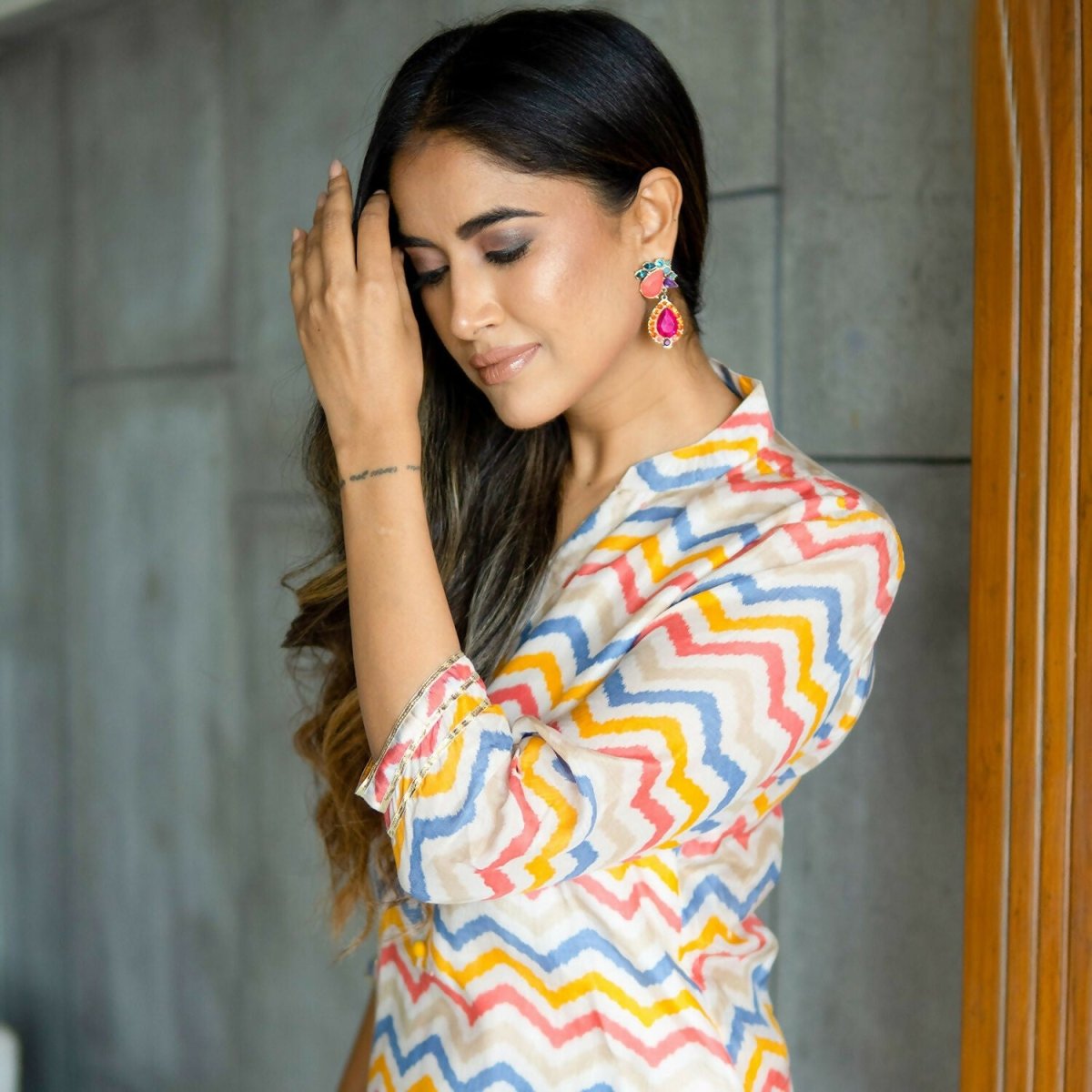 Aayaa Pure Muslin printed Kurti & Pant - Multi Color