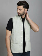 Even Apparels Nehru Jacket With Welt Pockets - Green