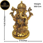 Tamas Brass Lord Ganesh Lakshmi Statue (Golden)