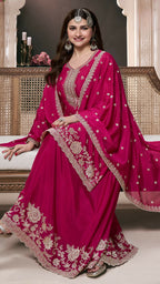 Anaita Pink Chinon Embroidered Thread Work Stitched Salwar Suit - Distacart