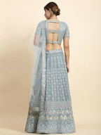 Jyoti Fashion Mesmerizing Grey Faux Georgette 3MM Sequins with Thread & Jari Embroidery Lehenga Choli with Dupatta