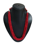 Inhanns Bloom Handmade Beaded Only Necklace - 12 Layers - Red Necklace