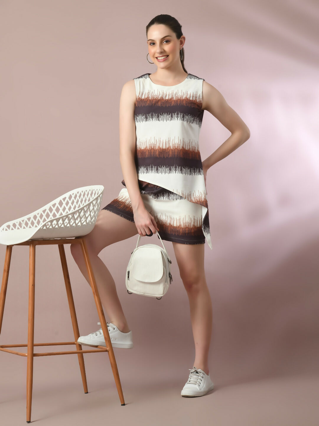 Myshka Women's Multi Printed Round Neck Party Top With Shorts Co-ord set