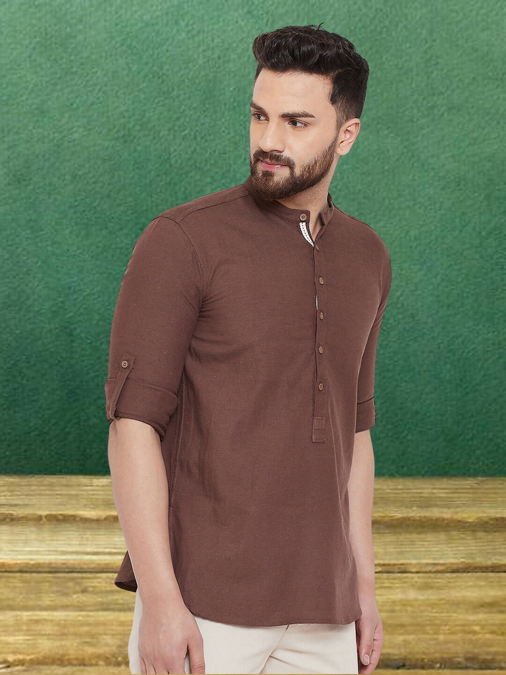 Even Apparels Men's Linen Brown Kurta