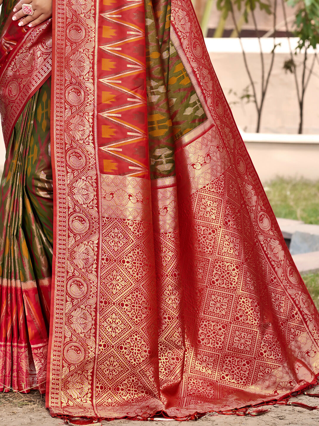 Shree Shyam Fashion Mehndi Pochampally Silk Saree - Distacart