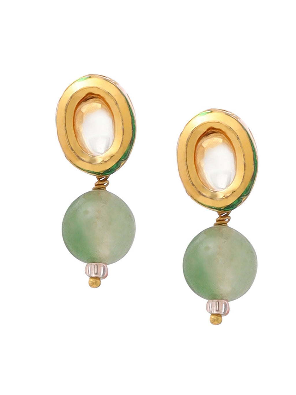 Ruby Raang Green Aventurine Kundan Studs - Distacart