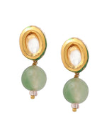 Ruby Raang Green Aventurine Kundan Studs - Distacart