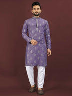 Anaita Purple Embroidered Silk Straight Kurta
