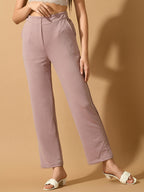 Myshka Women's Lavender Straight Fit Party Trouser