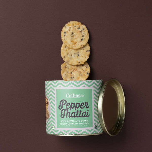 Cothas Pepper Thattai | Crispy Rice Flour Snack with Green Gram & Cumin