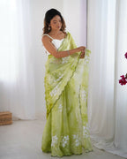 Green Jimmy Choo Printed, Sequence Embroidery Work Saree - Saima