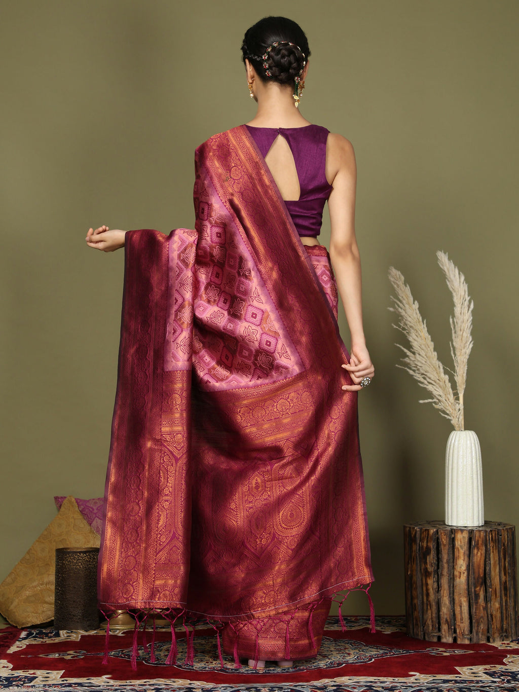 Shree Shyam Fashion Lichi Silk Light Pink Saree - Distacart