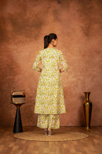 Joban Fashion Yellow Hand Block Printed Cotton Suit Set - Distacart