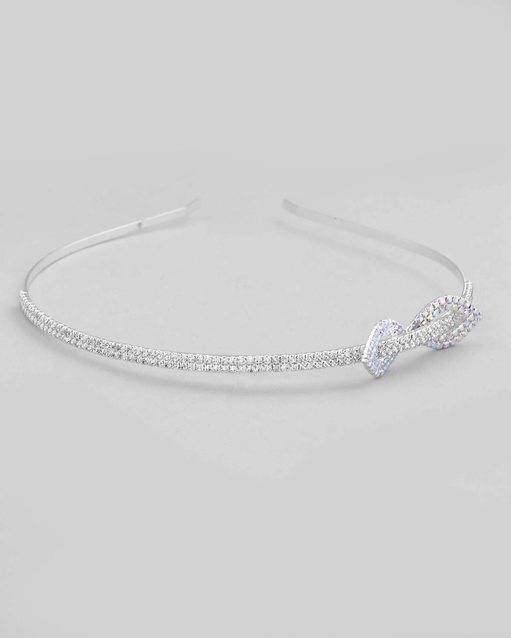 VOJ Silver Plated Bow Shaped AD studded Hairband