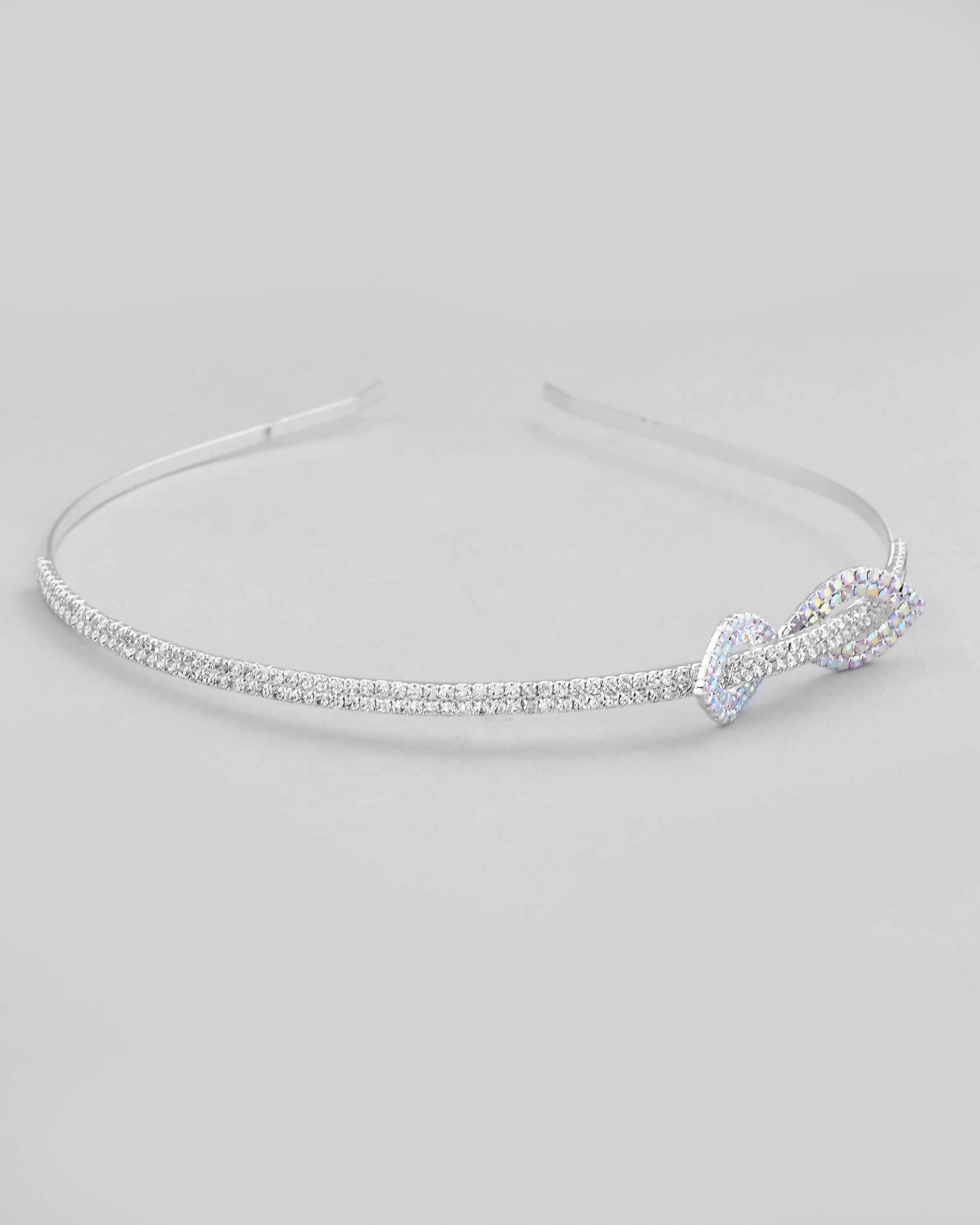 VOJ Silver Plated Bow Shaped AD studded Hairband