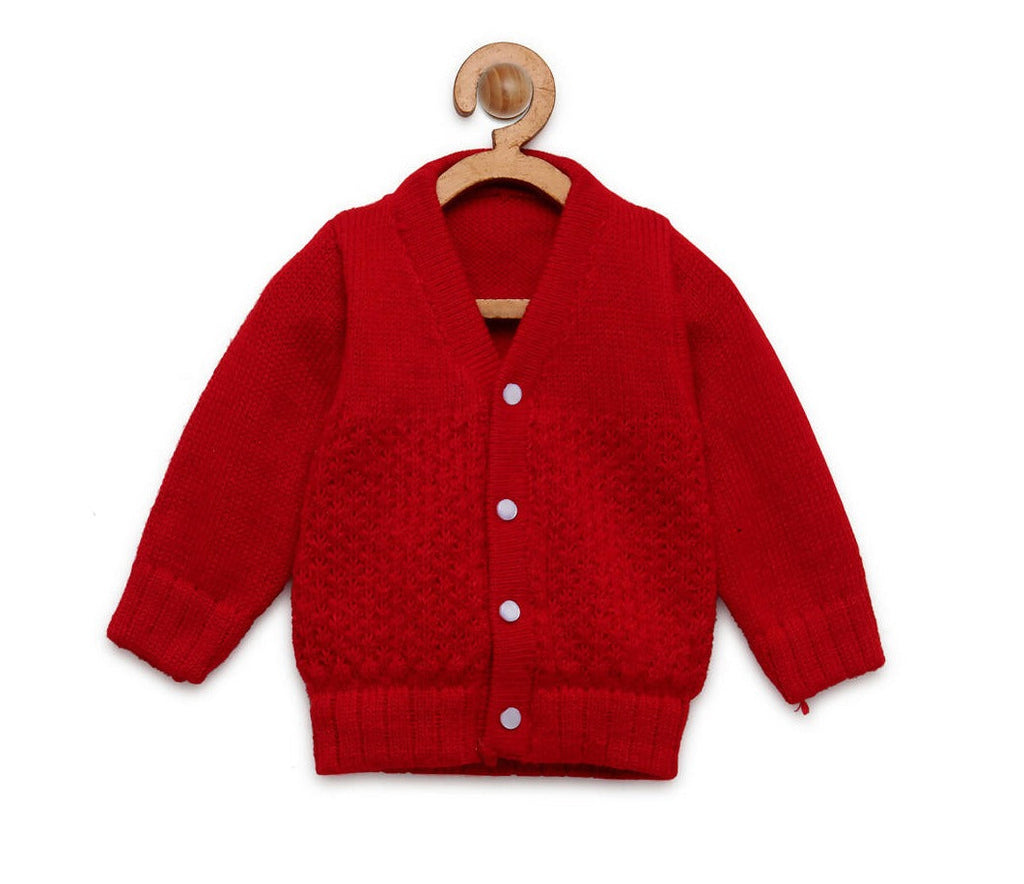 Chutput Kids Cute Red Coloured Solid Pullover Sweater