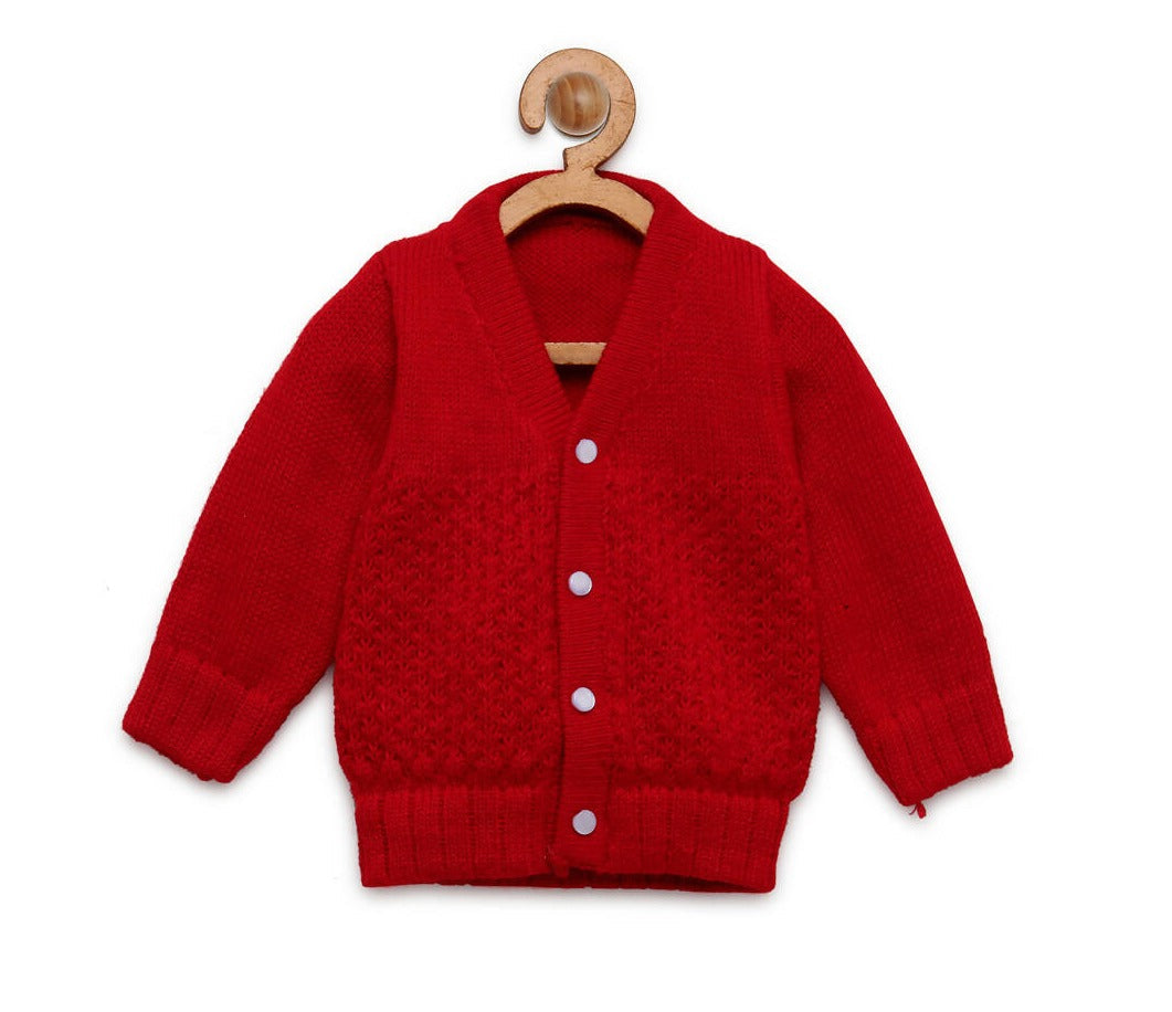 Chutput Kids Cute Red Coloured Solid Pullover Sweater