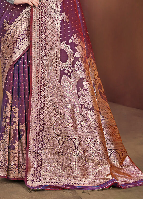 Sangam Prints Wine Silk Woven Work Traditional Saree