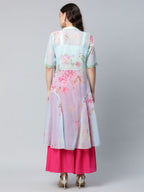 Ahalyaa Women Sea Green Floral Printed Top With Kurta - Distacart