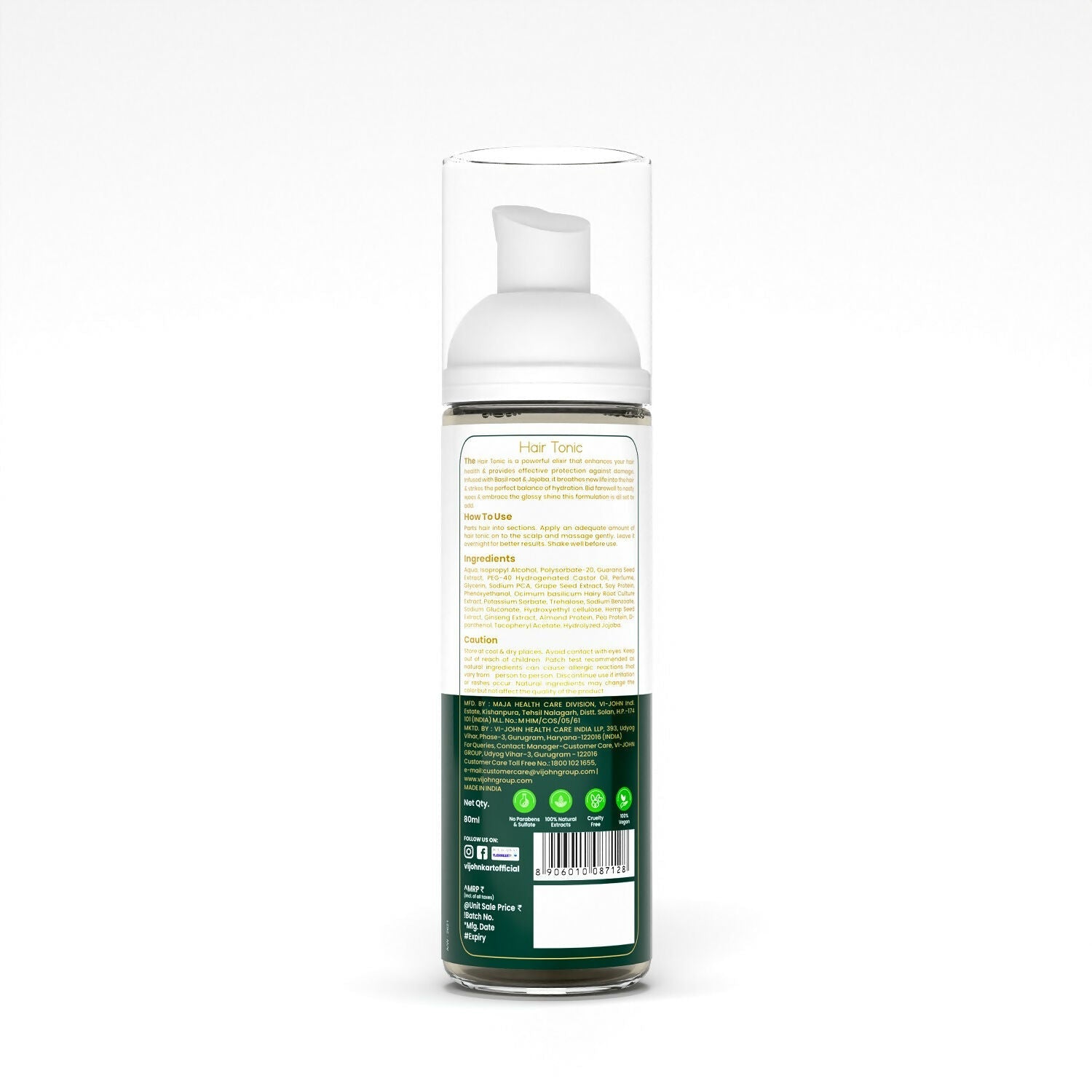 VI-JOHN Prakritik Hair Growth Tonic Prevents greying & dullness Made with 100% Natural Bio Actives - Distacart