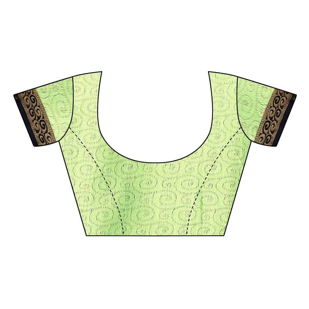 Vamika Banarasi Jacquard Weaving Green Saree (DHONI GREEN)