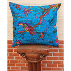 The Decor Nook Turquoise Base With Birds Print Cushion Cover