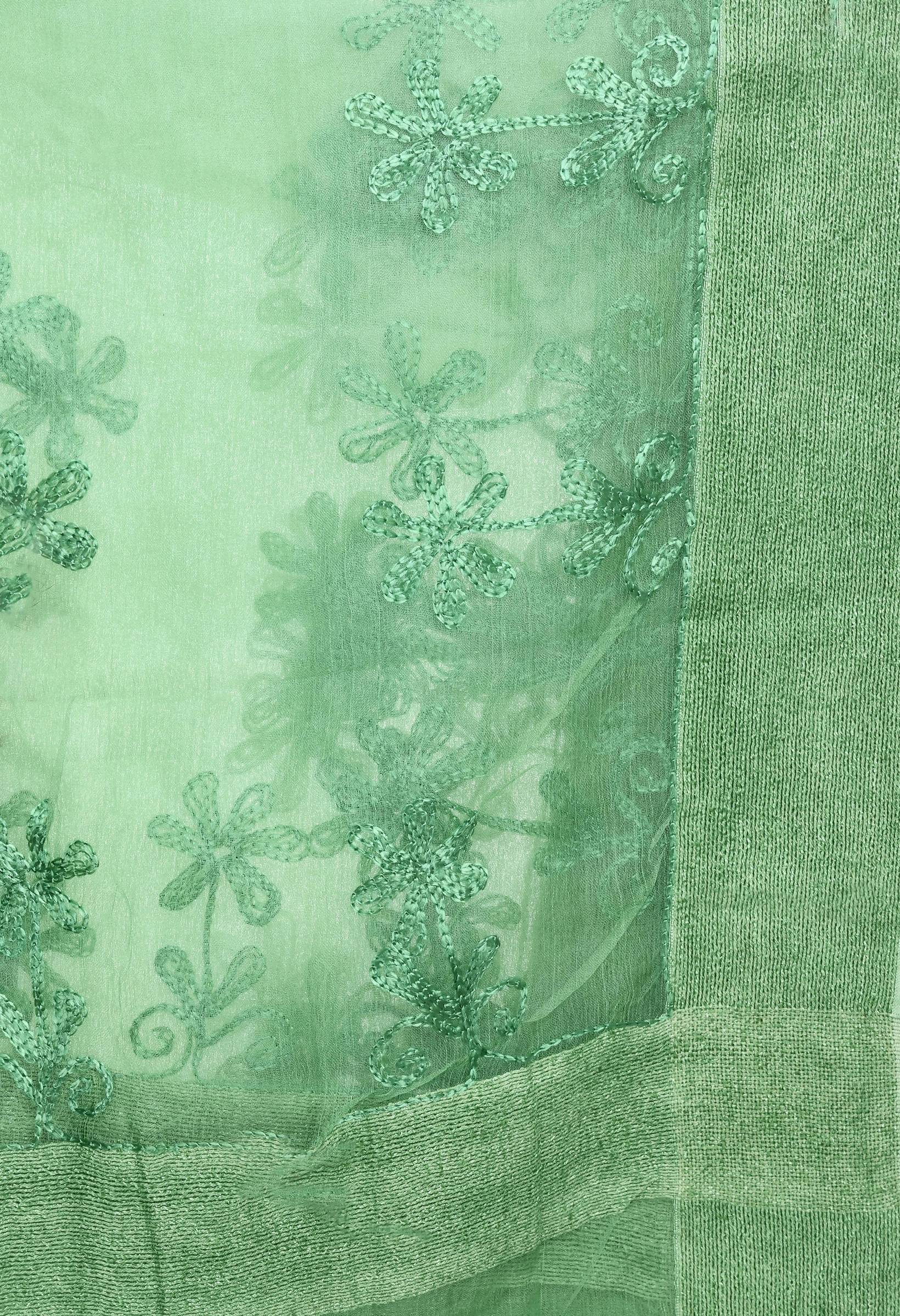 Mominos Fashion Moeza Orgenza Pista Green Chikan Work Dupatta - Distacart
