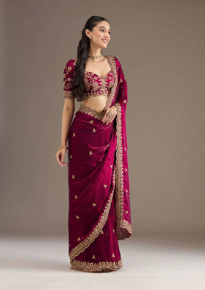Joban Fashion Red Frendy Satin Silk Party Wear Sarees - Distacart