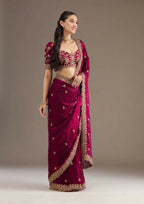 Joban Fashion Red Frendy Satin Silk Party Wear Sarees - Distacart