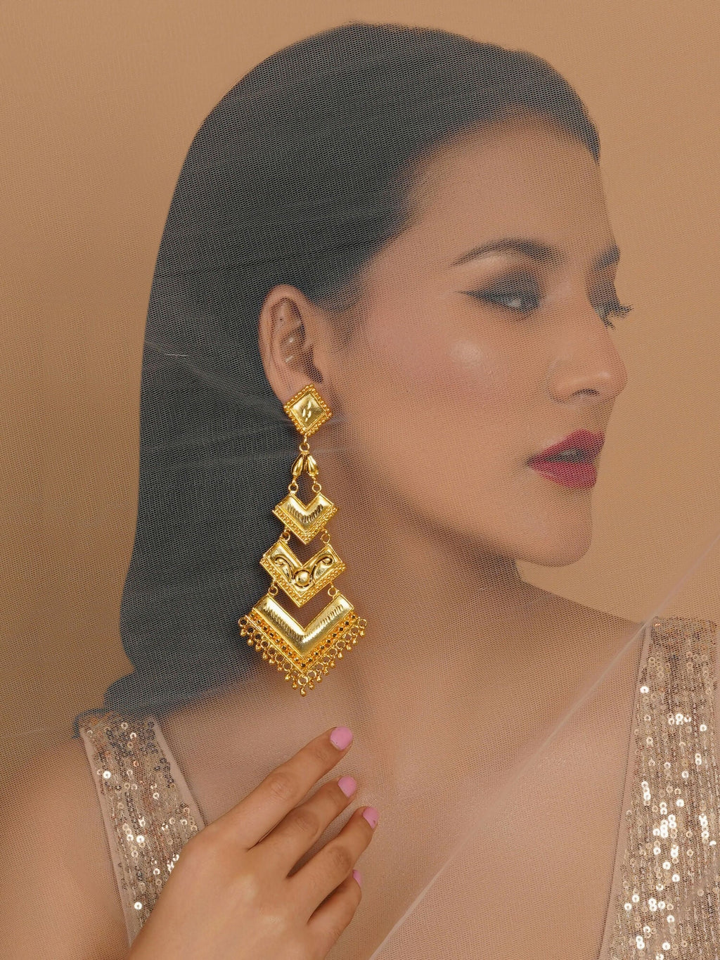 Golden Earrings (Gold) - Ruby Raang - Distacart