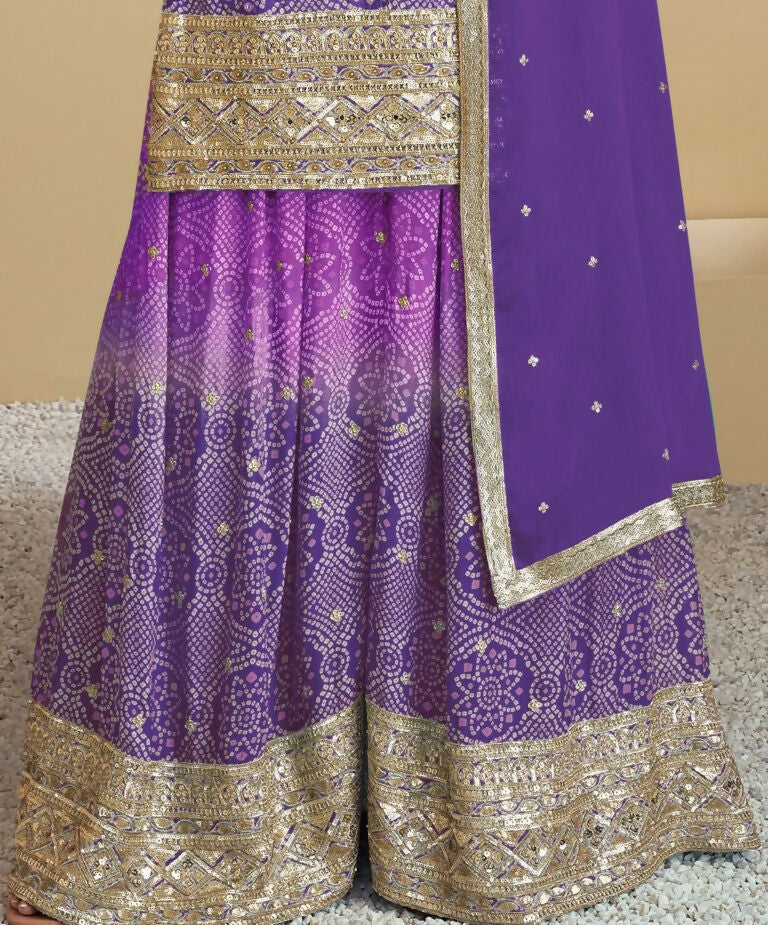 Vastranavya Bandhej Printed Chinon Chiffon Embroidered Sequins Pakistani Suit