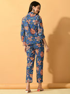 Myshka Women's Blue Printed Floral Jacket