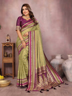 Aastha Fashion Mehndi Kalamkari Silk Weaving Saree - Distacart
