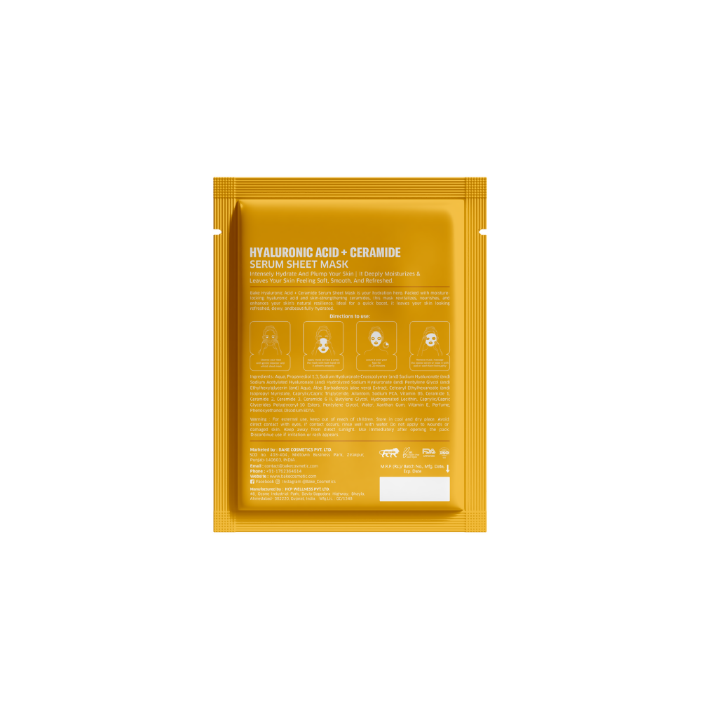 Bake 2% Hyaluronic Acid + Ceramide Serum Sheet Mask - Distacart