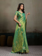Shree Shyam Fashion Green Tissue Silk Saree - Distacart