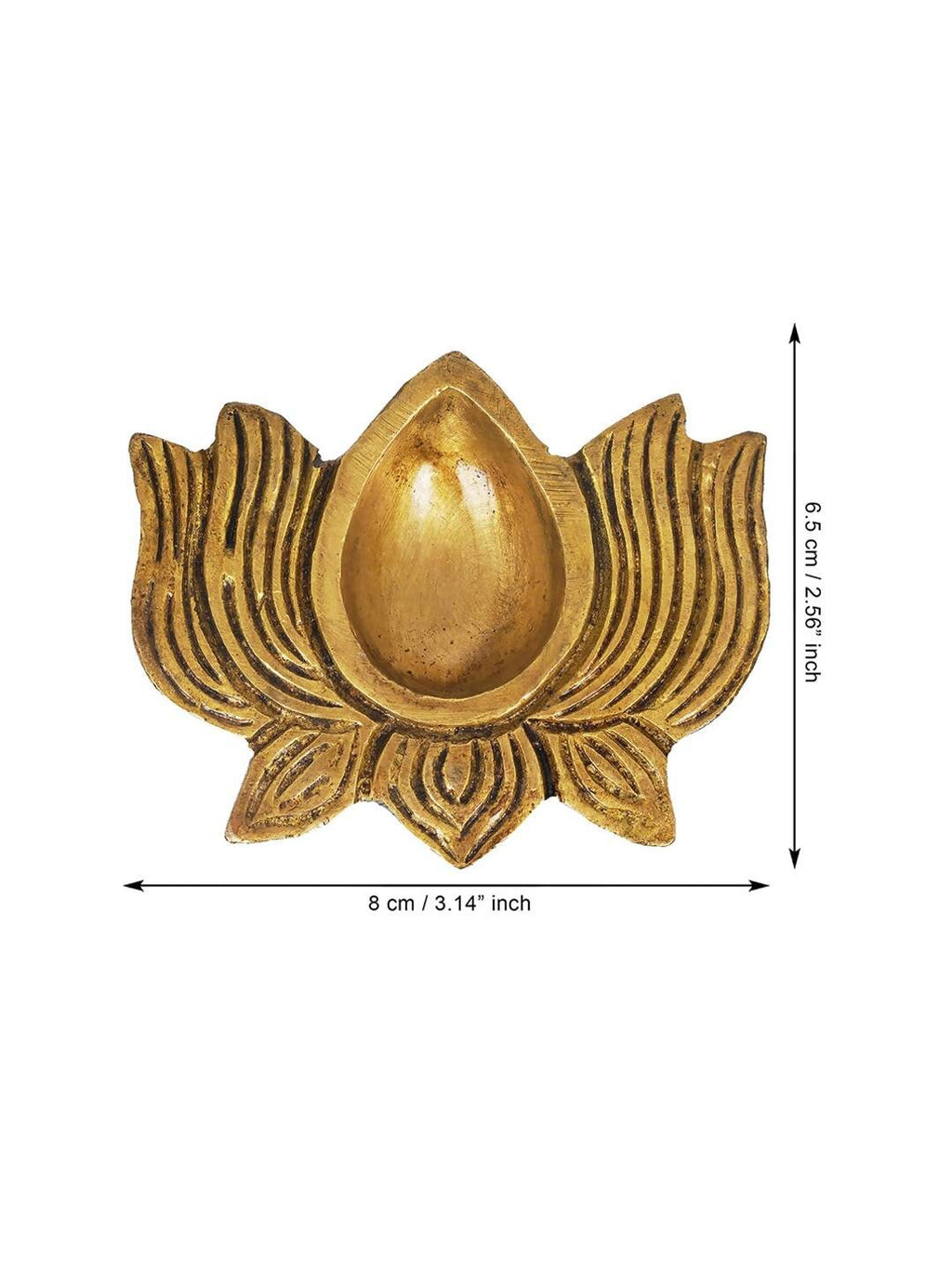 eCraftIndia Gold Toned Lotus Shaped Traditional Brass Diya
