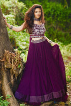 Jyoti Fashion Wine Crush Georgette Designer Lehenga Choli with Dupatta