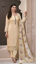 Anaita Cream Silk Embroidered Stitched Salwar Suit - Distacart