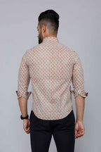 Miravan Men's Beige Pure Cotton Handblock Floral Print Shirt
