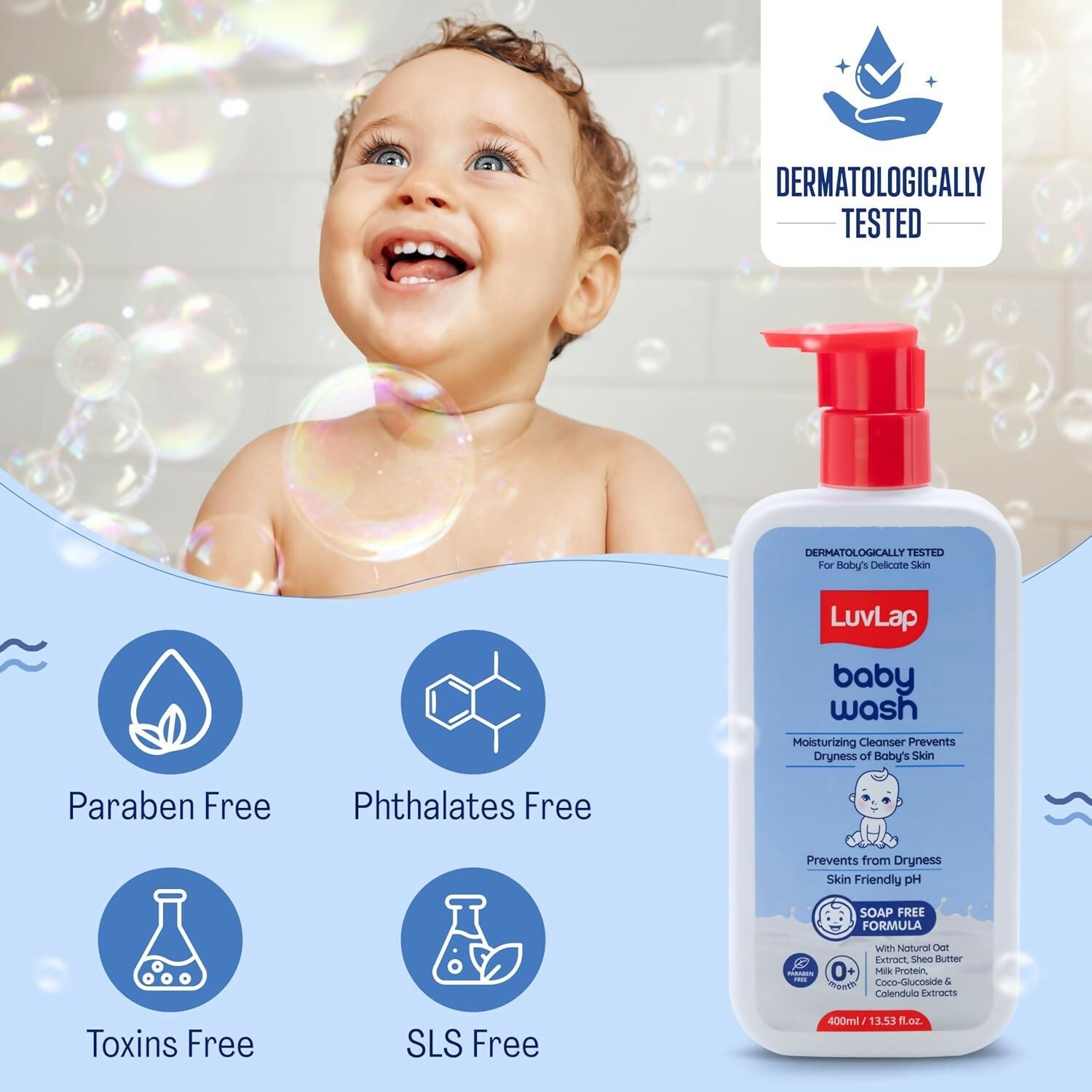 LuvLap Baby Shampoo + Baby Wash Combo Set