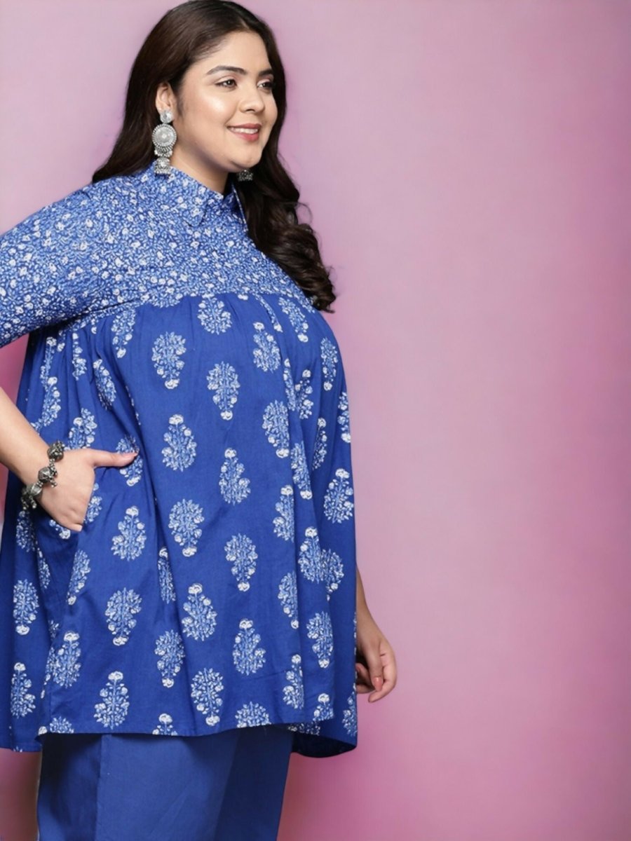 Ahalyaa Women's Traditional wear Tunic - Indigo blue