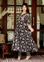 Miravan Women's Yoke Embroidery Anarkali Kurta And Palazzo Set