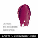 Lakme 9 to 5 Weightless Mousse Lip & Cheek Color - Magenta Kiss
