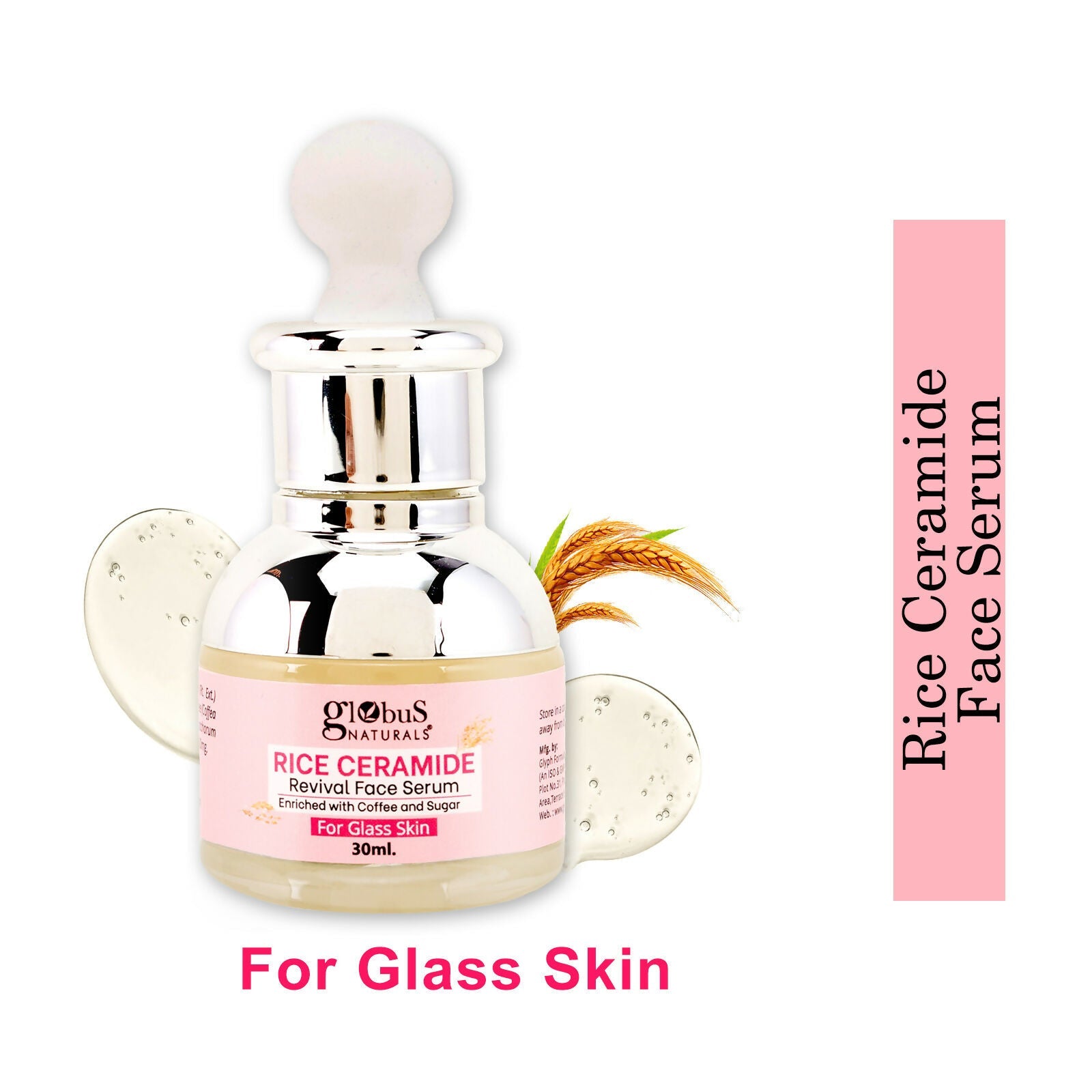 Globus Naturals Rice Ceramide Revival Face Serum, For Korean Glass Skin - Distacart