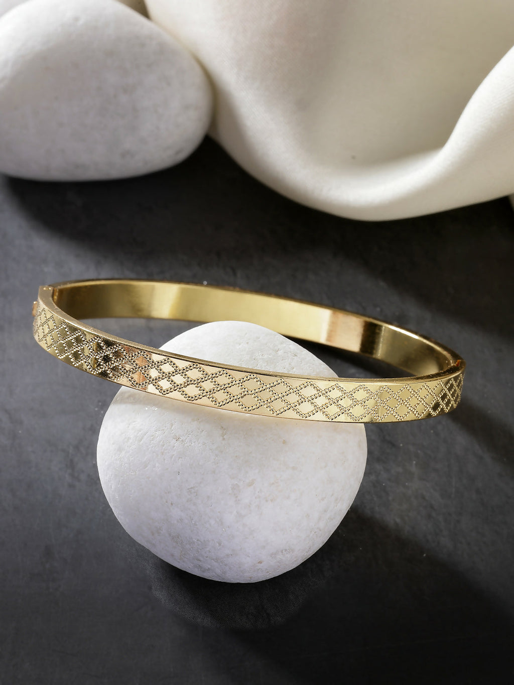 NVR Men's Gold-Plated Stainless Steel Kada Bracelet - Distacart