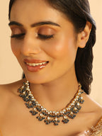 Nuyug 22K Gold Plated Azure Dusk Kundan Necklace