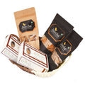 Ghasitaram Brown Basket of Traditional Gujiyas, Dry Sweet Gujiyas, Gujiya Namkeen, Soya Sticks, Farsaan Samosa & Flavoured Almonds Pouch - Distacart