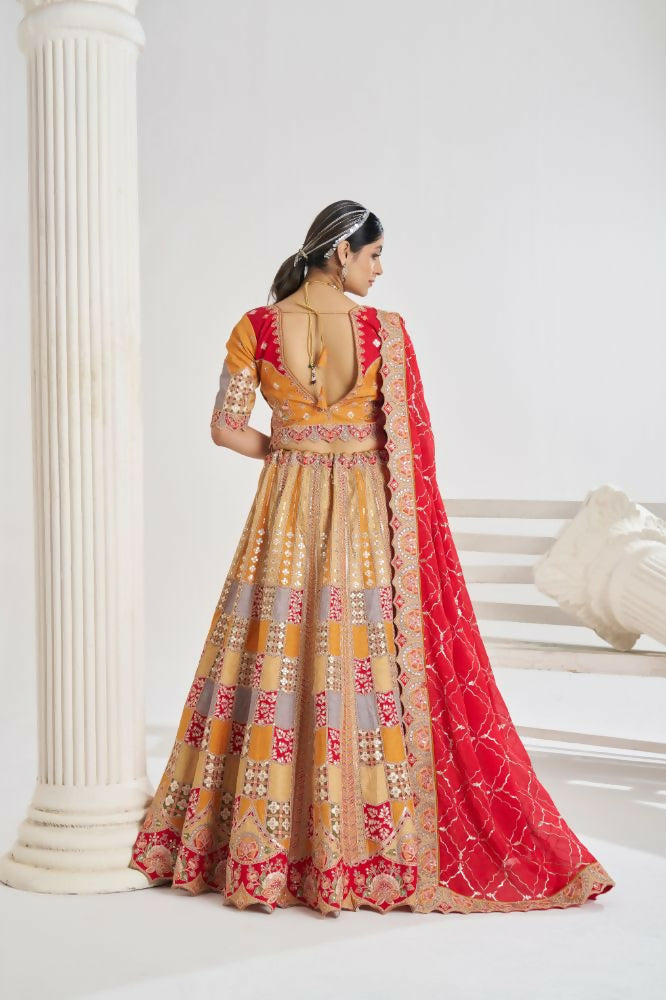 Kesar Fab Mustard Silk Embroidered Lehenga