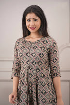 Partywear Designer Hand Screen and Foil Print Multi Pure chanderi Gown - Anbazaar - Distacart