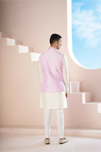 Lavender Pink Hand Embroidered Nehru Jacket by Hilo Design